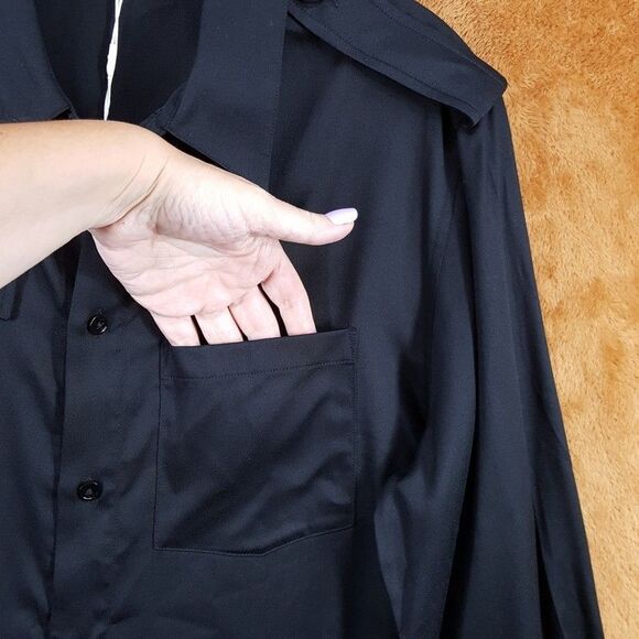 HELMUT LANG Shirt Mens XS Black Button Up Long Sleeve Pocket EPAULETTE $395 - Picture 3 of 10